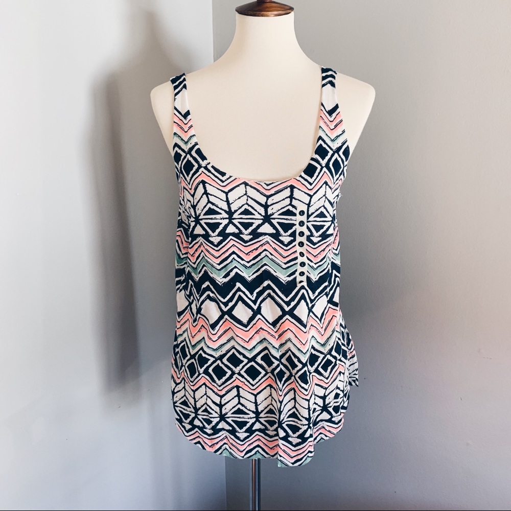 NWT BDG chevron patterned navy pink white tank top